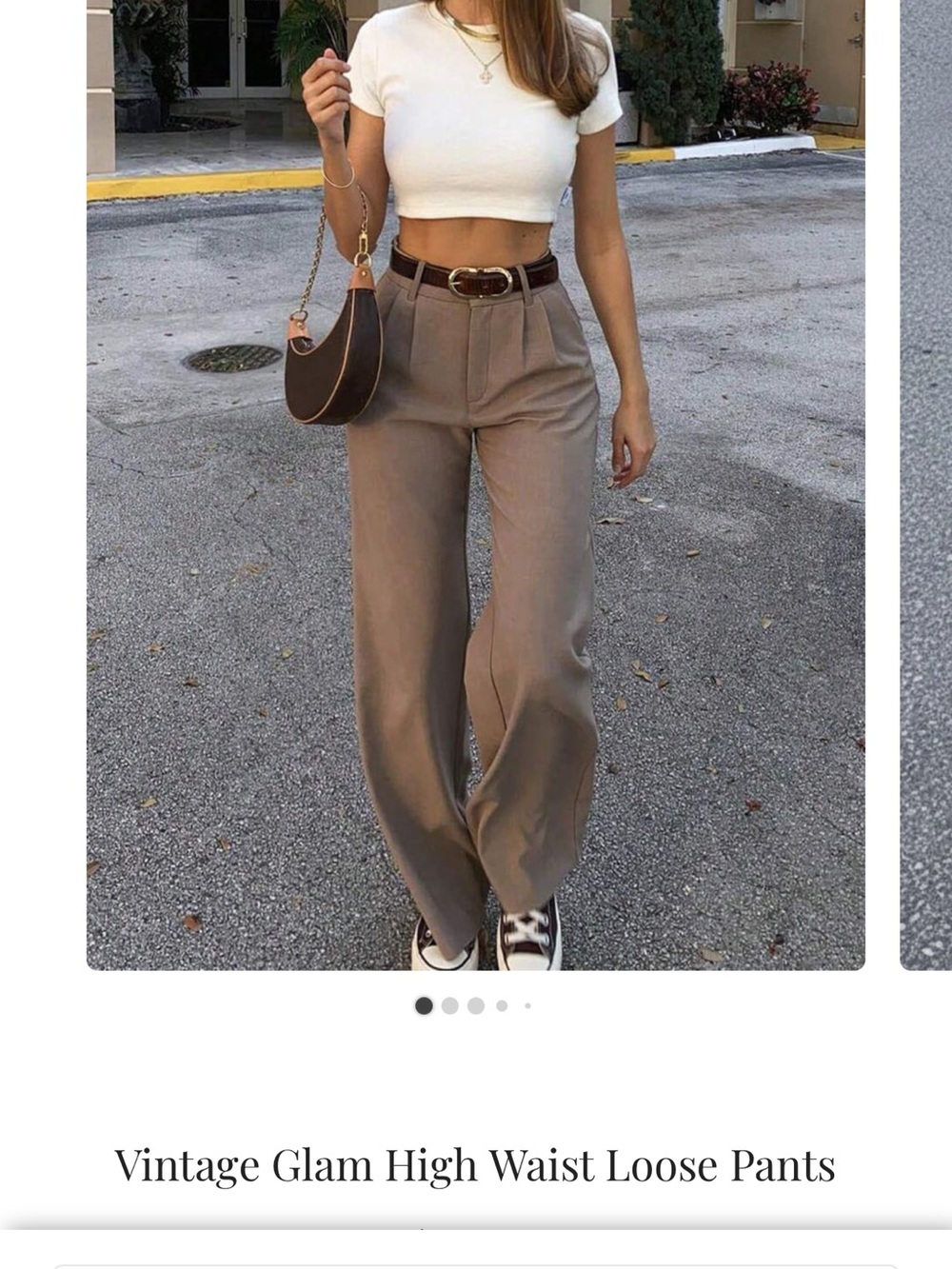 La Femme Taupe High-Waist Pleated Wide-Leg Trousers